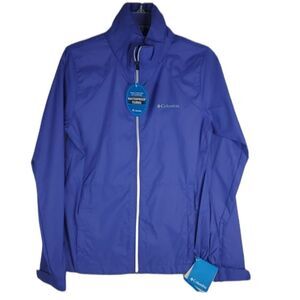 NEW S COLUMBIA TRAVEL waterproof repel windbreaker hood purple jacket SMALL NWT